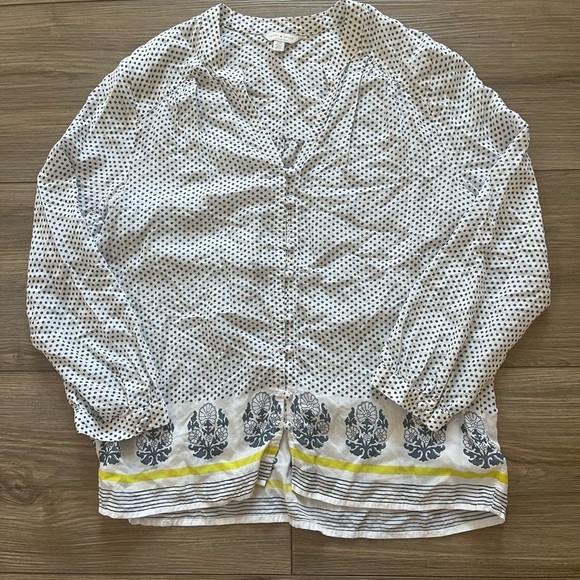 Lucky Brand Boho Blue and White Polka Dot Blouse - Picture 3 of 5